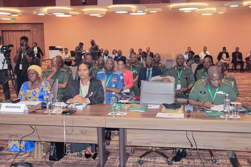 Minister of State (Veterans) Dr. Huda Abason Oleru,  (Defence)  Grace Akifeza Ngabirano and  Deputy Chief of Defence Forces  Lt. Gen. Sam Okiding at the meeting on  May 30th. 