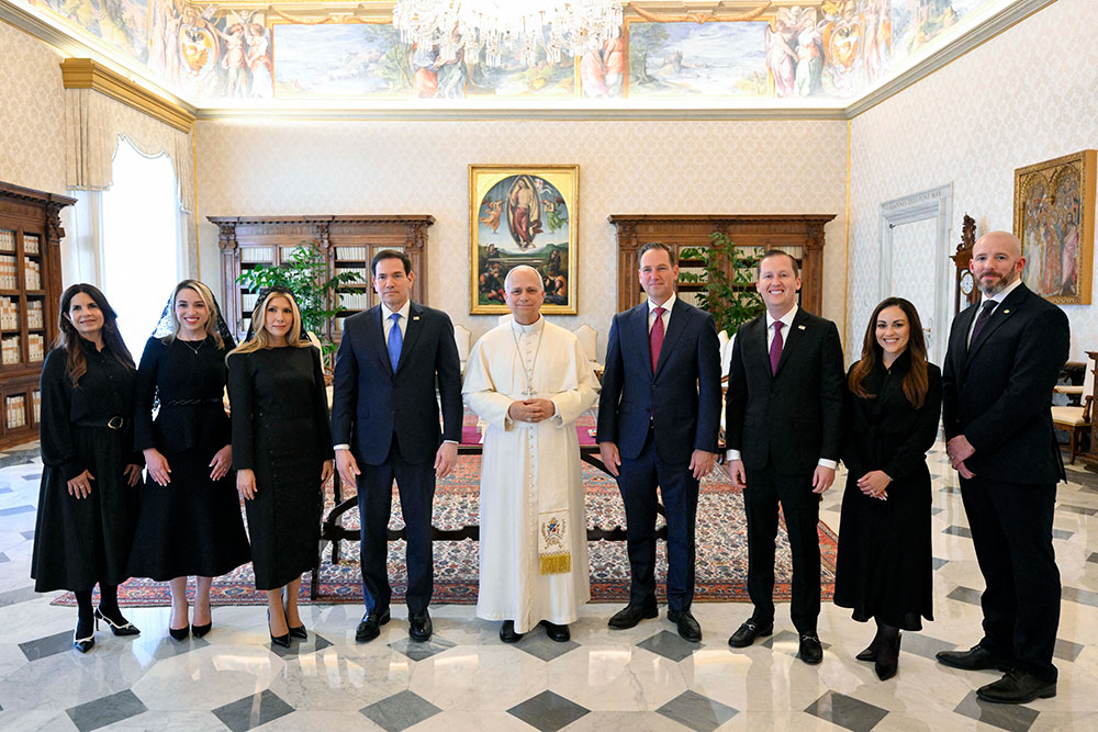Pope Leo XIV during a private audience with US Secretary of State Marco Rubio in The Vatican on May 7, 2026. (AFP/The Vatican Media)&nbsp;