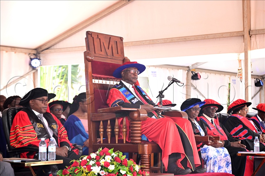 Justice Bart Magunda Katureebe Chancellor Uganda Management Institute during the institute's graduation ceremony.