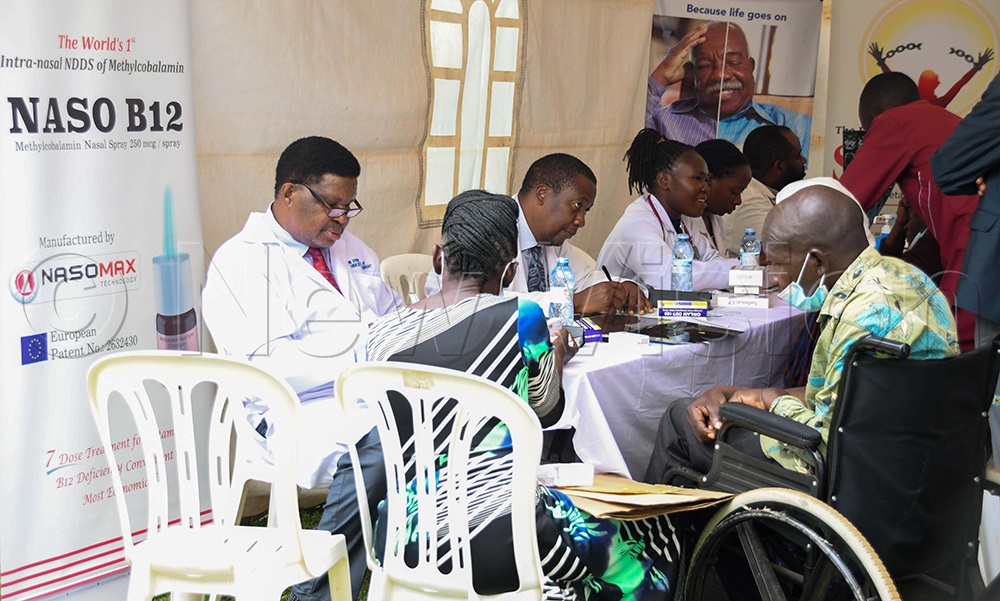 Doctors of Mulago National Referral Hospital treating patients suffering from Stroke during the commemoration of World Stroke Day. (Photo by Jackie Nabatanzi)
