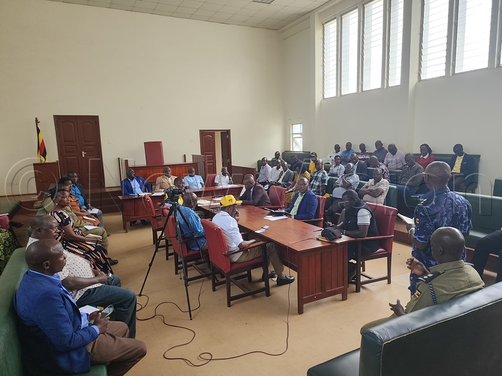 Tororo NRM candidates meeting with security heads and NRM election officials at the district council chambers. (Photo by George Ofwono) 
