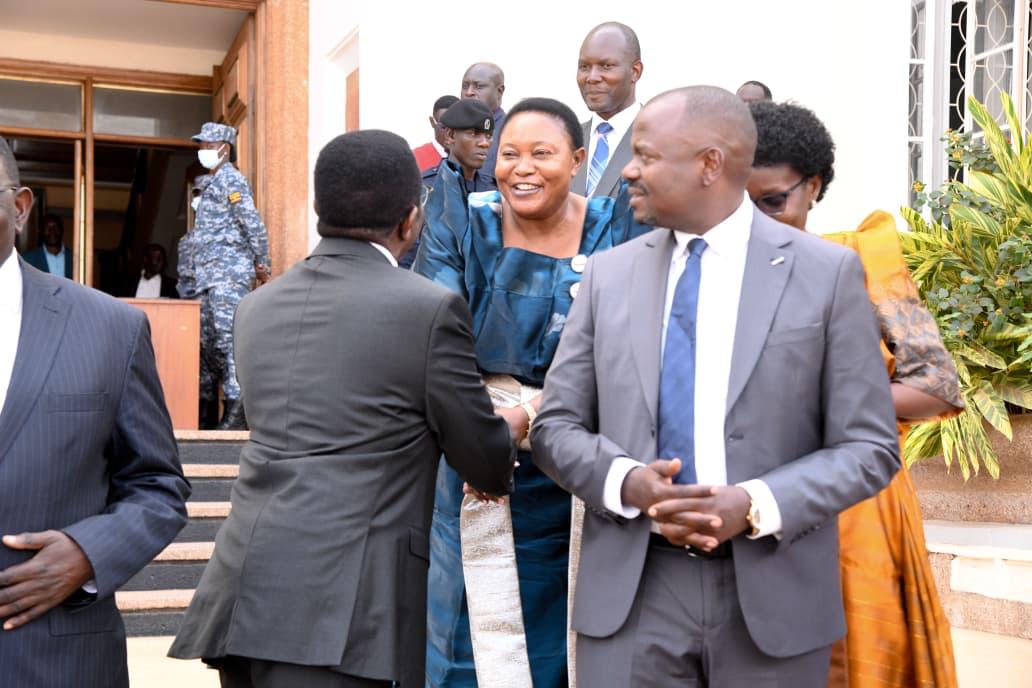 Katikkiro Mayiga welcomes Minister Babalanda, among others to the function on Tuesday