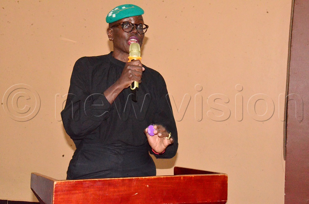 Vivian Nabeta, the founder and executive director of Sonia Nabeta Foundation addressing participation. (Photo by Agnes Kyotalengerire)