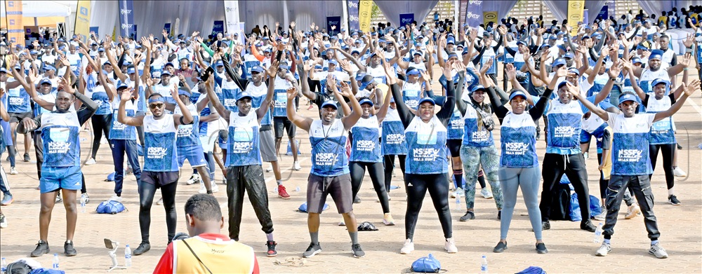 Runners warn up before the start of the 2025 NSSF Kampala 7 Hills Run at the Kololo Ceremonial Grounds, November 2, 2025. 