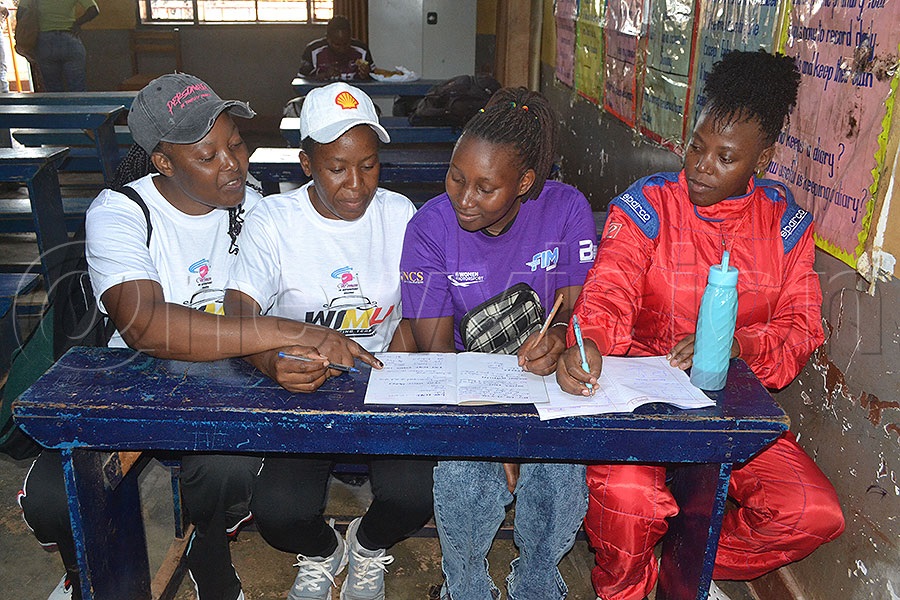 Trainees, Joan Nakintu (Left), Hellen Bukenya, Josephine Nakanwagi and Anitah Nagadya. Photo by Gerald Kikulwe
