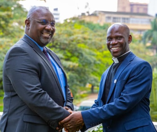 KCCA deputy ED Benon Kigenyi with Busoga bishop-elect Lubaale at the meeting in Kampala on November 19, 2025. Courtesy photo