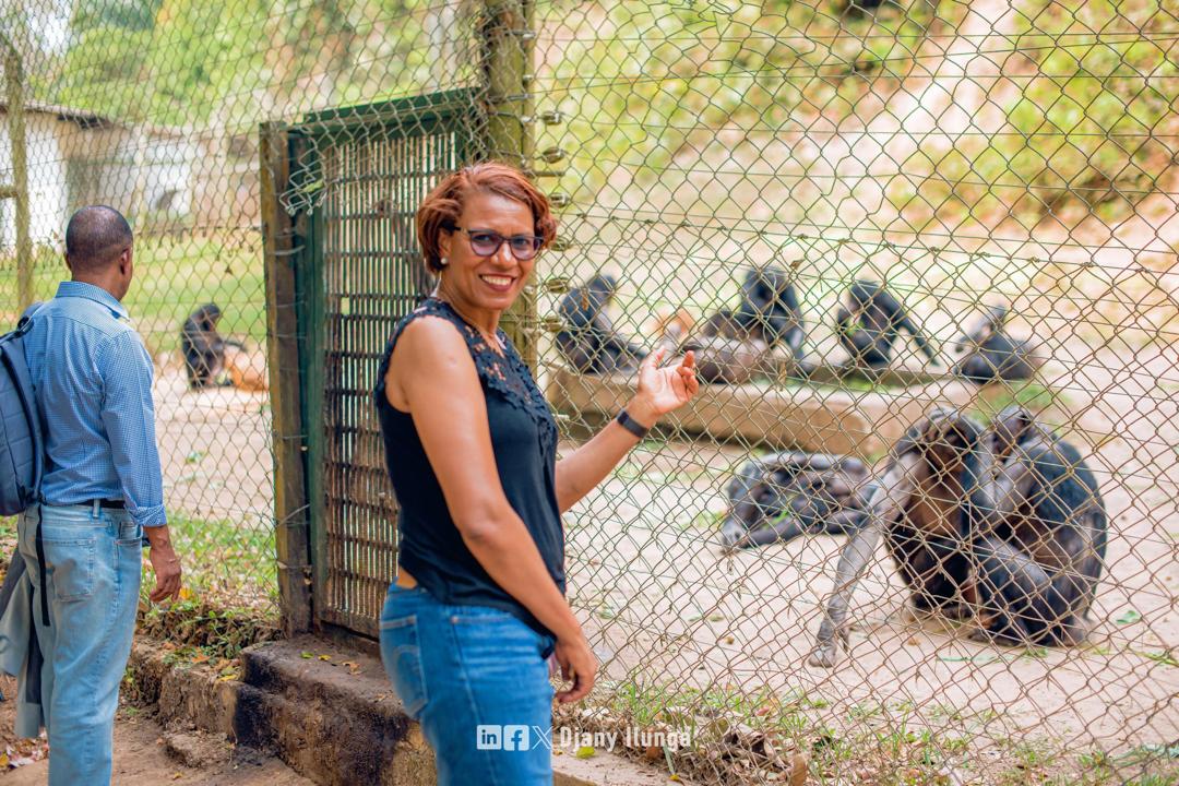 Ajarova watching the Chimpanzees. (Courtesy)