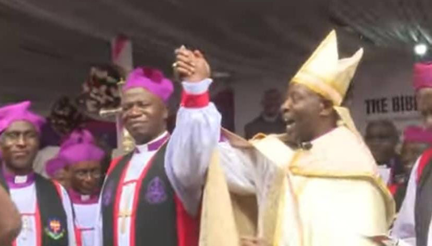 Being declared Bishop of North Kigezi Diocese by Arch Bishop Stephen Kazimba