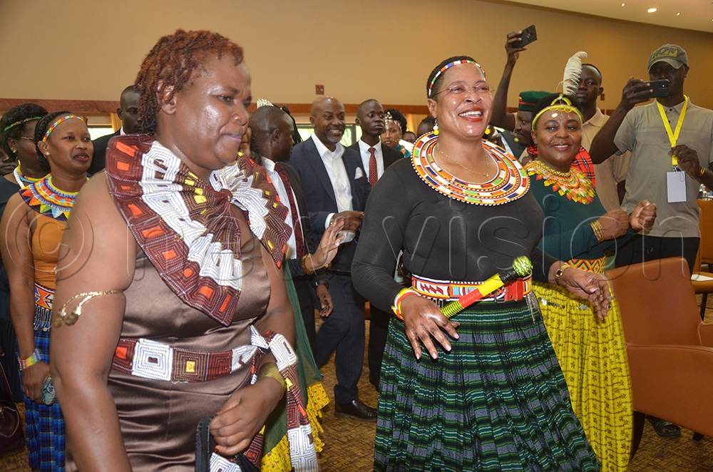 Speaker Anita Among arrives at the conference for pastoralist women at Munyonyo Speke Resort. (Photo by Olandason Wanyama)