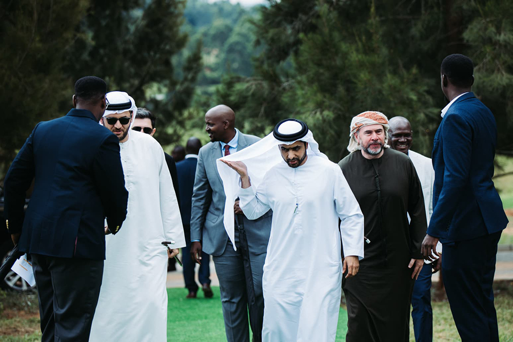 Sheikh Mohammed bin Maktoum (centre) and his entourage at the event.