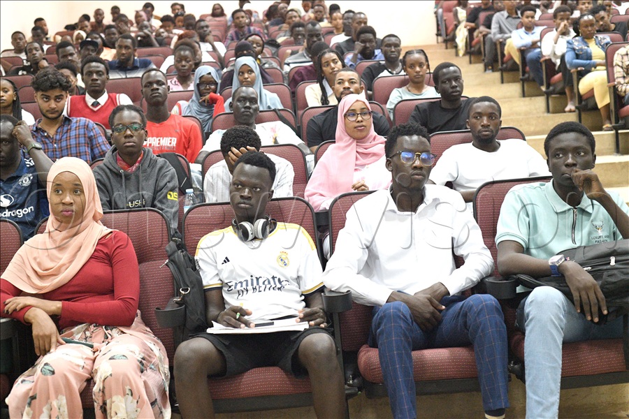 International University of East Africa students listen during the ultimate university quiz challenge orientation. (Credit: Maria Wamala)