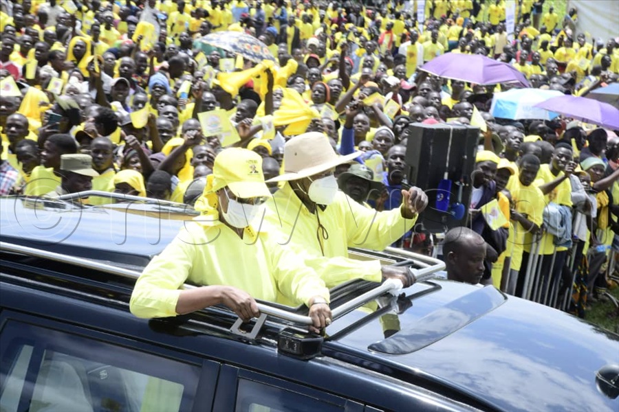 The president was accompanied by the First Lady, Mrs. Janet Museveni and on arrival at Kaburepoli Primary School in Ochero sub-county, the NRM presidential candidate was received by the Speaker of Parliament, who is the second national vice chairperson (female) and other leaders. (All Photos by Eddie Ssejjoba)