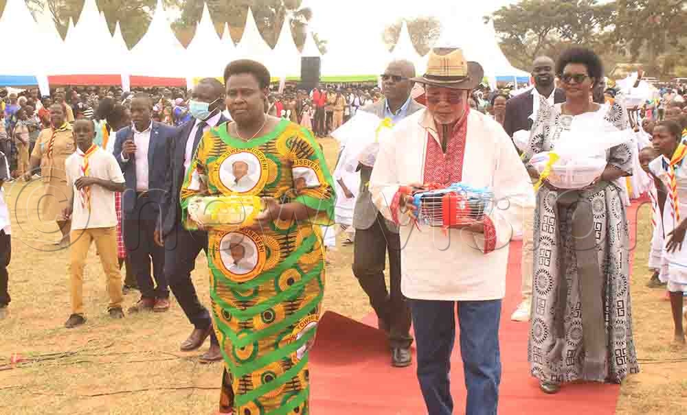 Vice President Jesca Alupo, Abubakar Odongo Jeje, the minister of foreign affairs and Hellen Adoa, minister of fisheries, as they delivered offertories. (Credit: Harbert Paul Eyoku)
