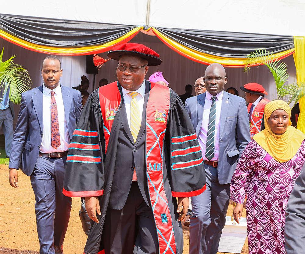 The Speaker of Parliament, Jacob Marksons Oboth, arriving at Makerere Business Institute (MBI) for the 16th graduation ceremony. (Courtesy photo)