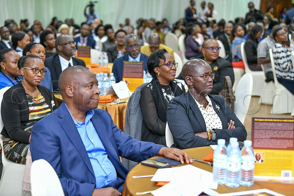 David Bahati, minister of state for trade and Lady Justice Jane Francis Abodo, the outgoing Director of Public Prosecutions.
