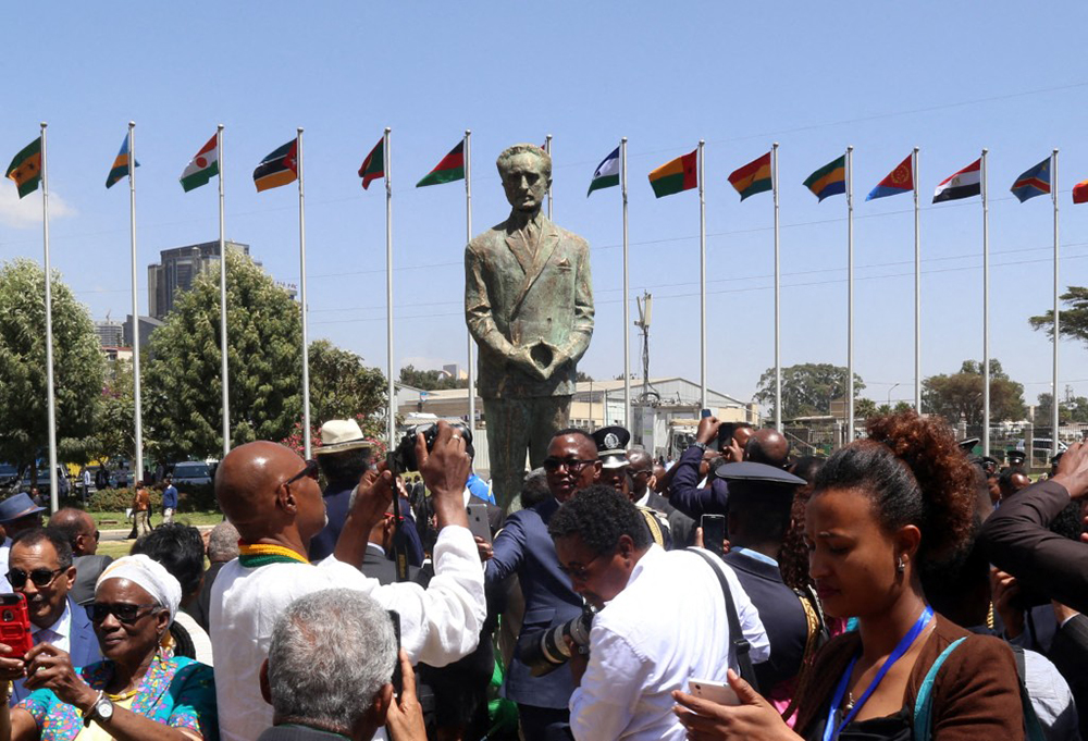Statue of first chairperson of the Organisation of African Unity Haile Selassie is unveiled at the opening of the 32nd Ordinary Session of the African Union (AU) Summit at African Union Headquarters in Addis Ababa, Ethiopia on February 10, 2019. 
