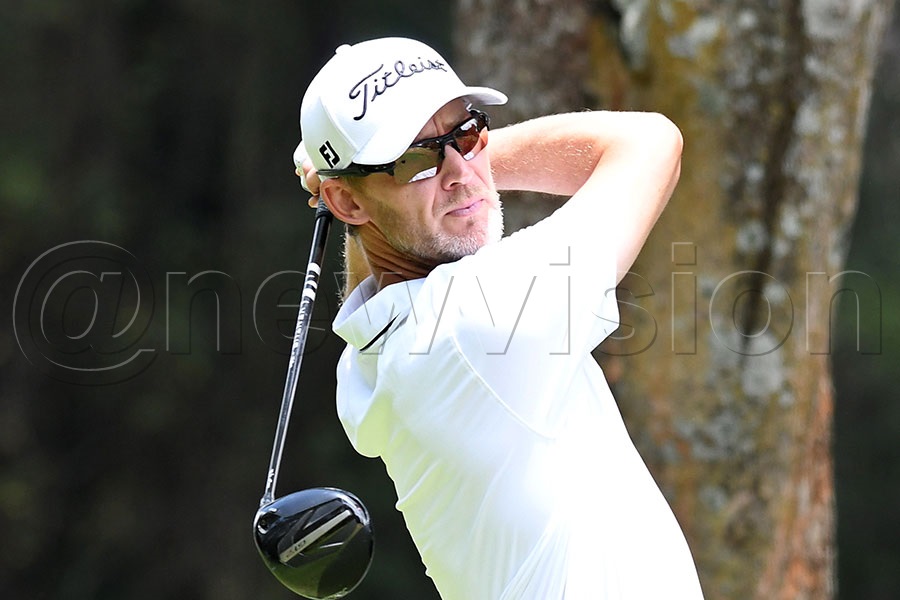 Niklas Lemke tees off during the first round of the Magical Kenya Open at Karen. Photo by Michael Nsubuga