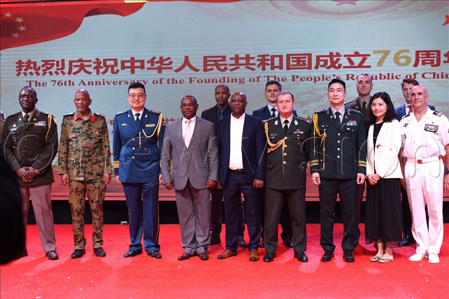 Military attaches share a group photo during the Chinese National Day celebrations.