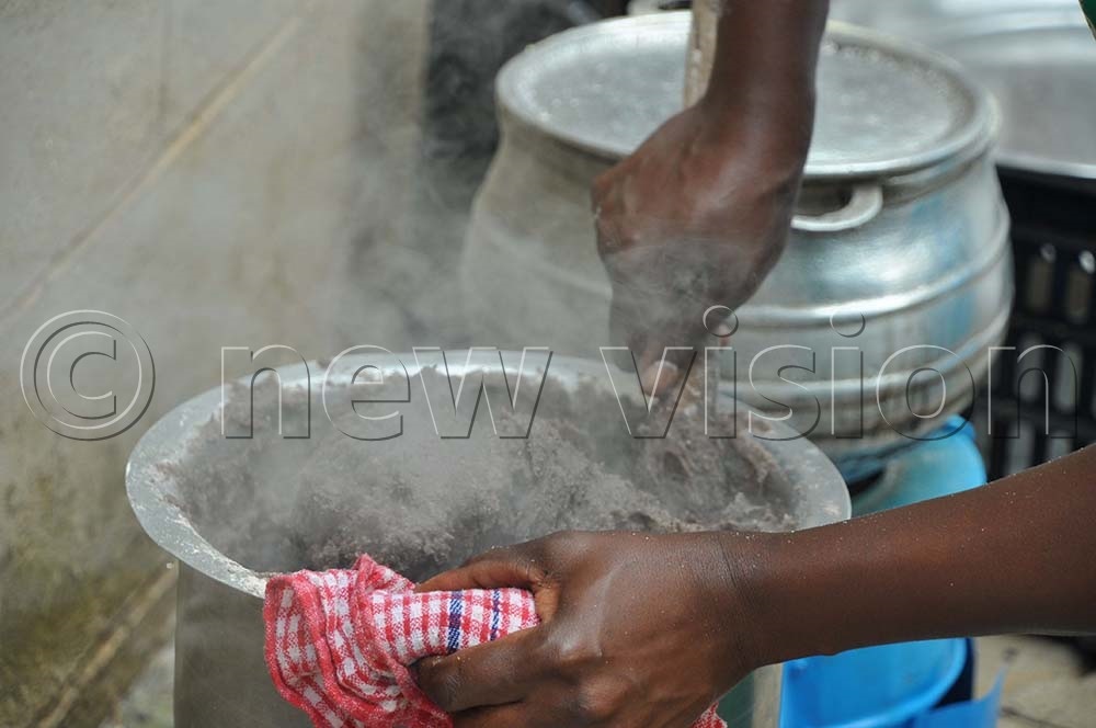 Milet bread, a locally made millet product being prepared for the exhibition at a Millet Festival held at the FAO Offices in Kampala.