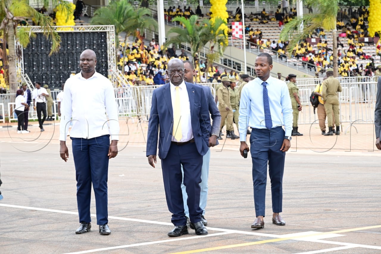 Former Vice-President of Uganda Edward Kiwanuka Ssekandi arrives at Kololo Ceremonial Grounds in Kampala to attend President Yoweri Museveni’s 82nd birthday celebrations dubbed “Mzee@82.”