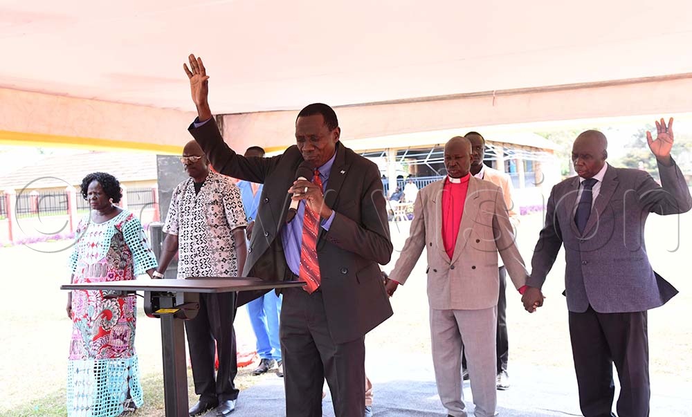 Bishop Israel Tukei and other religious leaders in Teso during prayer. (Credit: Godfrey Ojore)