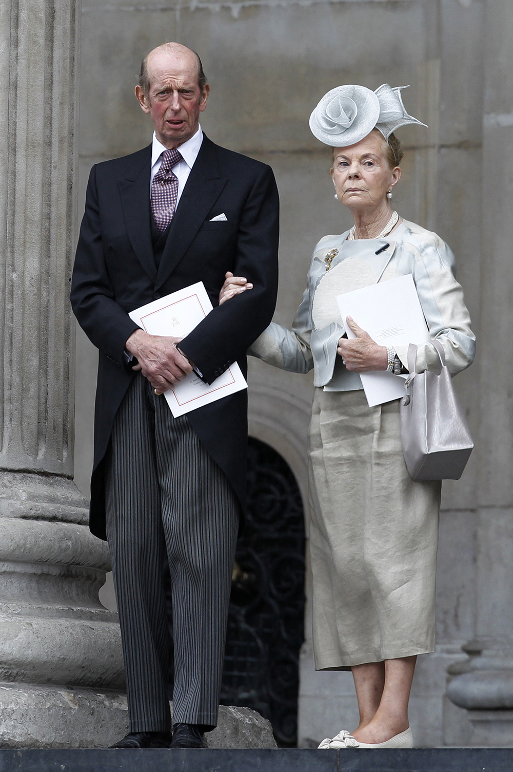 Prince Edward, Duke of Kent (L) and Katharine, Duchess of Kent (R) leave St Paul's Cathedral after a national service of thanksgiving to celebrate the Queen’s Diamond Jubilee in London on June 5, 2012.