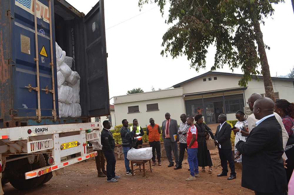 Mosquito nets are delivered to the Kabale District Health Offices. (Courtesy)