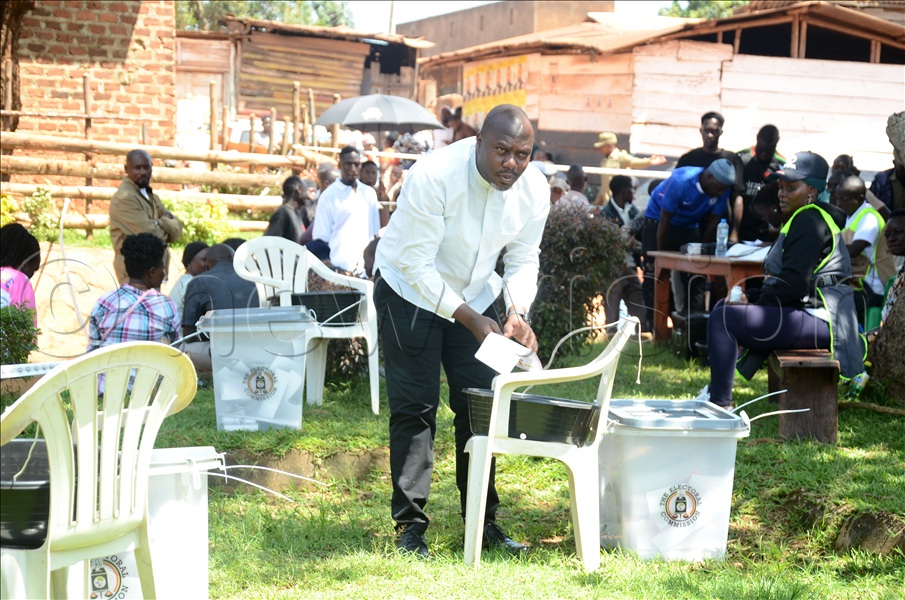 Abubaker Kawalya, the incumbent and aspiring Member of Parliament for Rubaga North on the National Unity Platform (NUP) party ticket voting at Mugema polling station during the presidential and parliamentary  elections on January 15, 2026.
