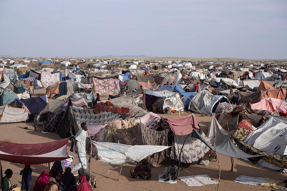 Makeshift shelters erected by displaced Sudanese who fled El-Fasher after the city fell to the Rapid Support Forces (RSF), make up the Um Yanqur camp, located on the southwestern edge of Tawila, in war-torn Sudan's western Darfur region on November 3, 2025. (Photo by AFP)