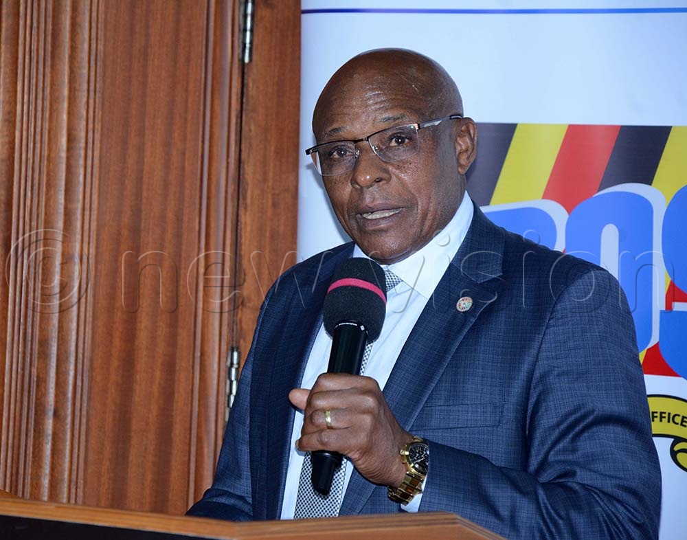 Albert Byamugisha Board Chairperson of Uganda Bureau of Statistics discussing about Baseline Education Census report during launch of Baseline Education Census report at Uganda Bureau of Statistics on May 28, 2026. (Credit: Mary Kansiime) 