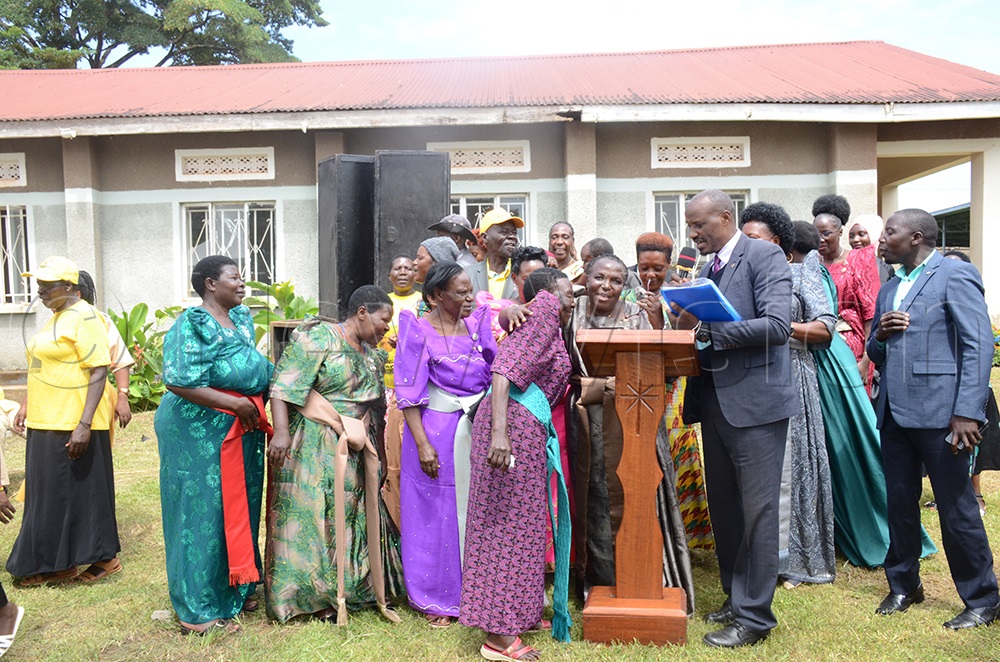 Moments after swearing-in as elders representative at Kalangala Town Council grounds. (Photo by Samuel Nkuba)