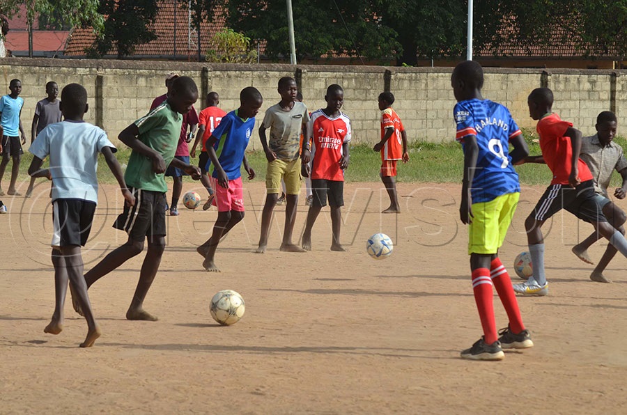 Young players undergoing training at Soroti city sports ground. Photos by Gabriel Esiku 