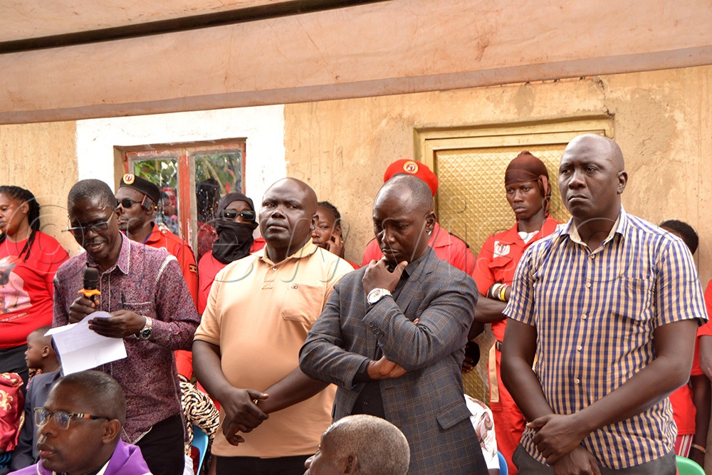 Deputy editor-in-chief Felix Osike, along with senior Bukedde producers Semei Wessaali, Ronald Ssebutiko, and Hanninton Muluuta, attending the burial ceremony of Tamale. (Photo by Margret Zalwango)