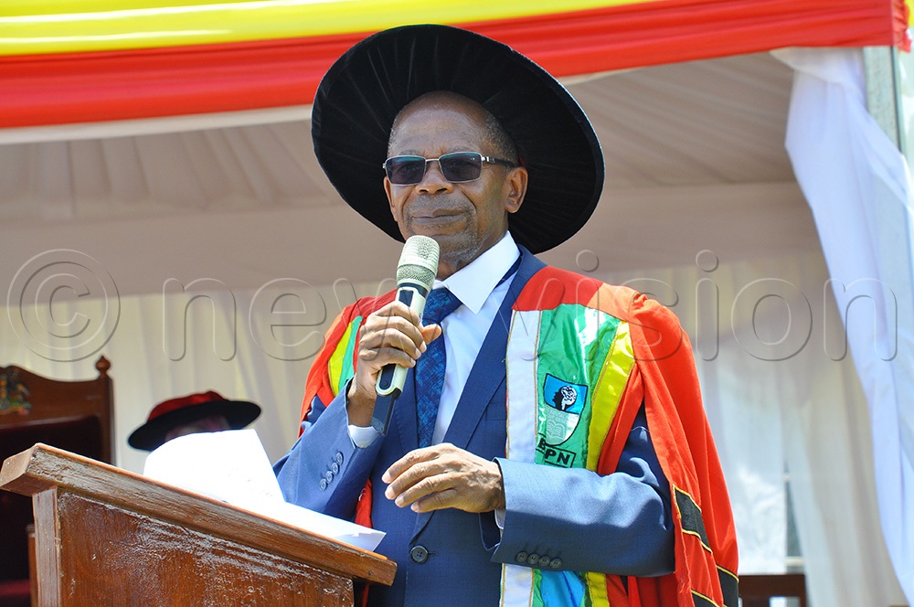 Chrysestom Muyingo, the State Minister for Higher Education addressing during the 7th graduation ceremony of Butabika Psychiatric Nursing School on March 27, 2026. (Photo by Nancy Nanyonga)