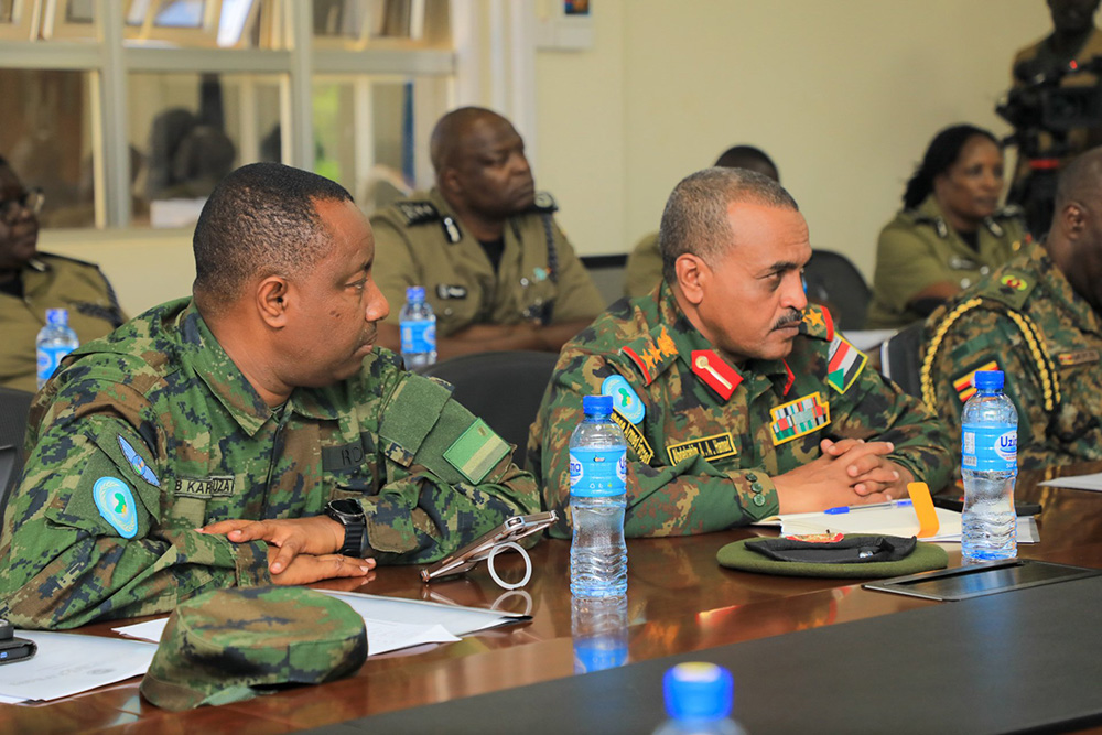 Officers of the Eastern Africa Standby Force (EASF) during the meeting hosted by the Uganda Police Force at the Naguru headquarters. (Credit: Police)