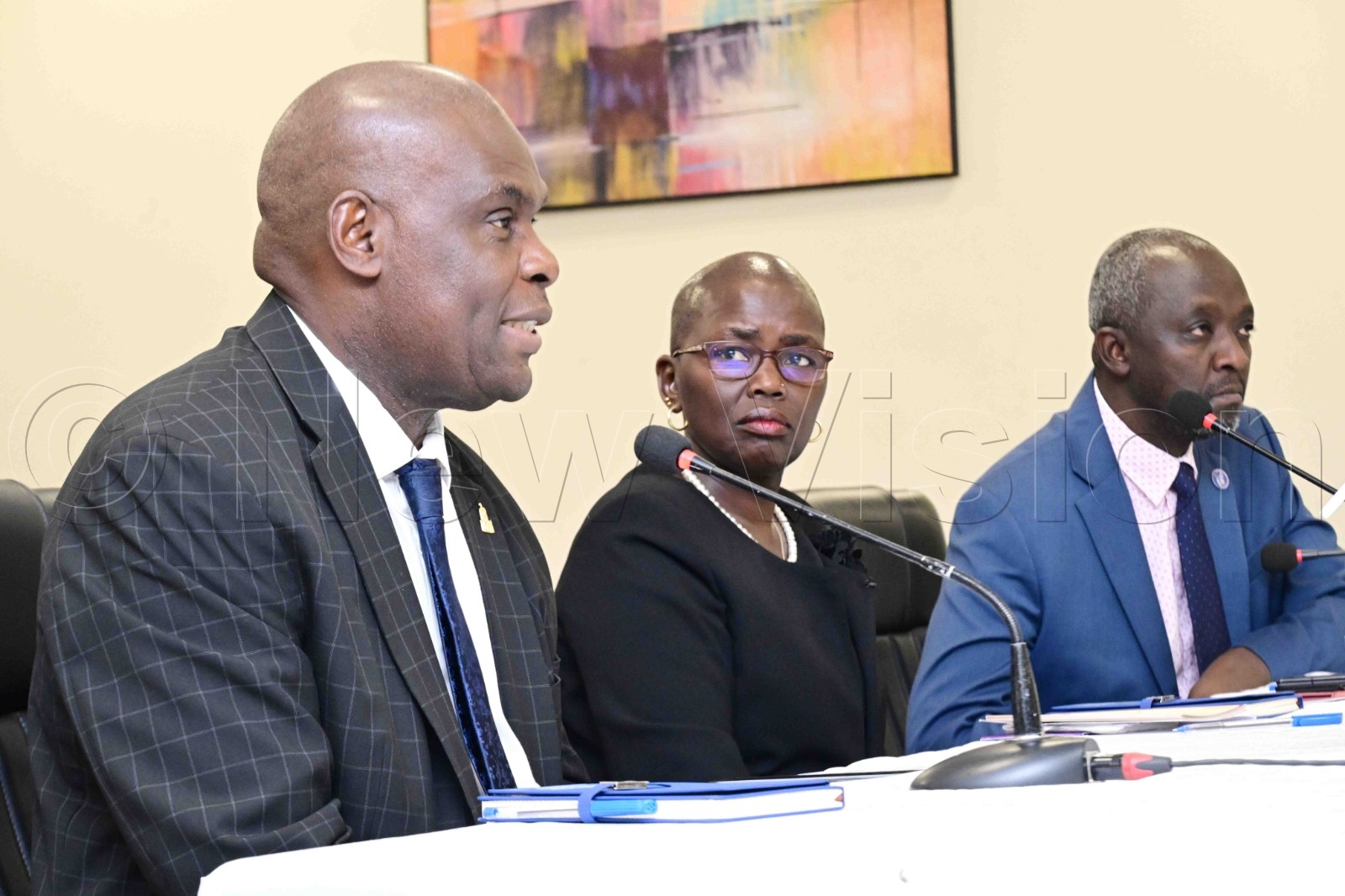 Supreme Court judge Mike Chibita (Left) speaking as Lady Justice Jane Frances Abodo looks on. (Credit: Mpalanyi Ssentongo)