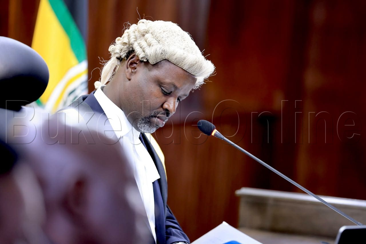 Amyuka Sipiika wa Palamenti Thomas Tayebwa ng'akubiriza Palamenti