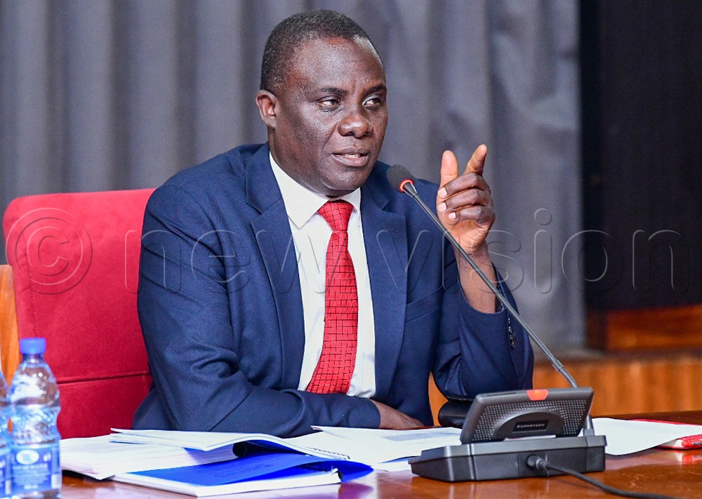 Muwanga Kivumbi, Chairperson of the Public Accounts Committee, chairs a meeting on May 7, 2025. (Credit: Miriam Namutebi)