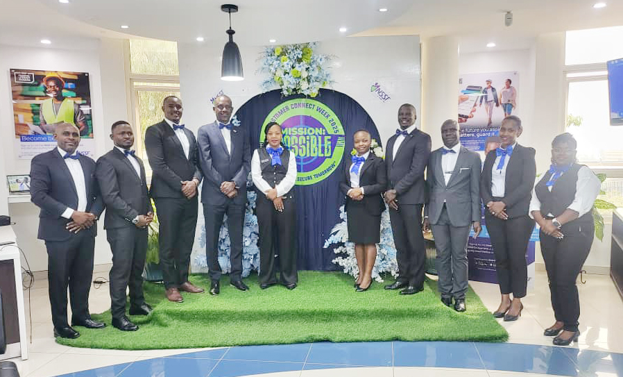 The National Social Security Fund (NSSF) Mbarara team as they received  the 13.5% interest announcement.