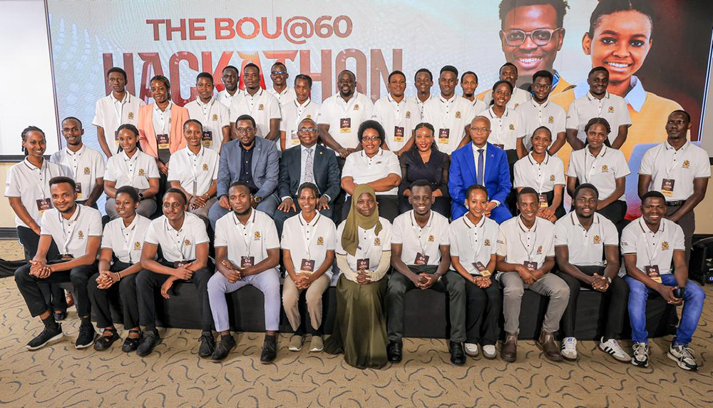 The students who took part in the Bank of Uganda Hackathon, from different universities, pose for a group photo. (Courtesy photo)
