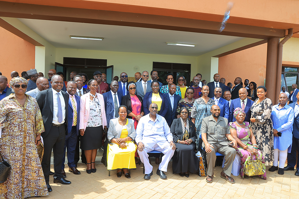Gen Caleb Akandwanaho (centre) in a group photo at Gulu Univeristy during the opening of the Fourth Annual Ambassadors' Conference on September 1, 2025. (Courtesy photo)