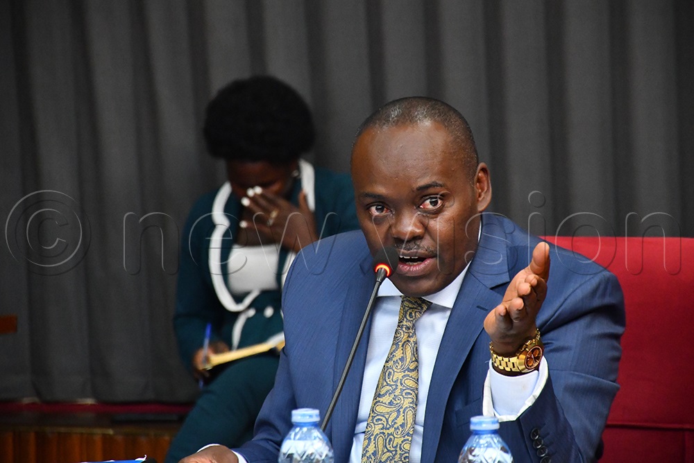 Medard Lubega Sseggona (Busiro East), the COSASE chairperson, is chairing the committee meeting. (Credit: Edith Namayanja)