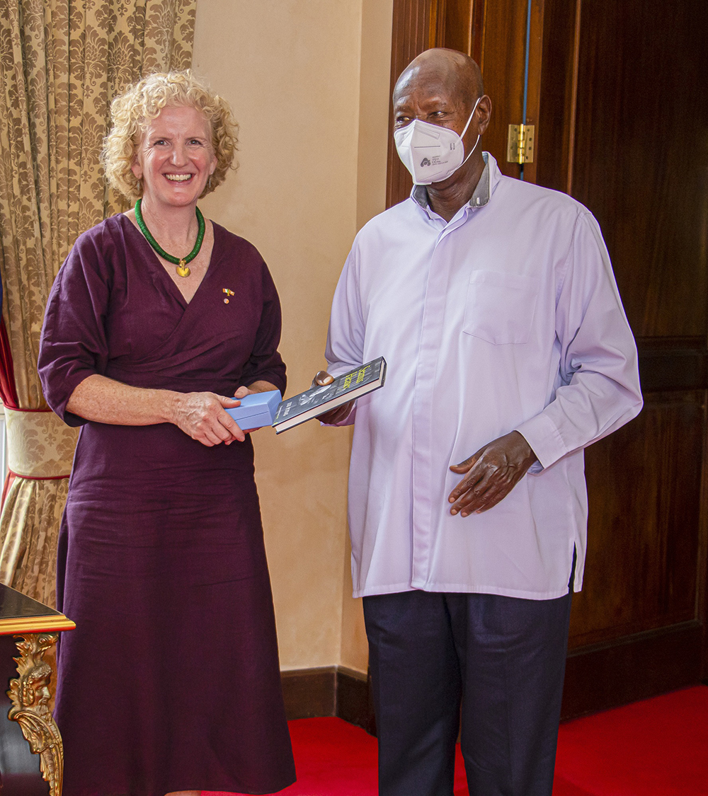 Ms Margaret Gaynor, ambassador of Ireland to Uganda with President Museveni.
