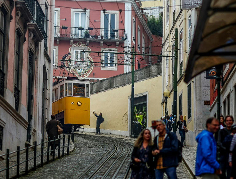 The Gloria Funicular shown in 2023. (AFP photo)