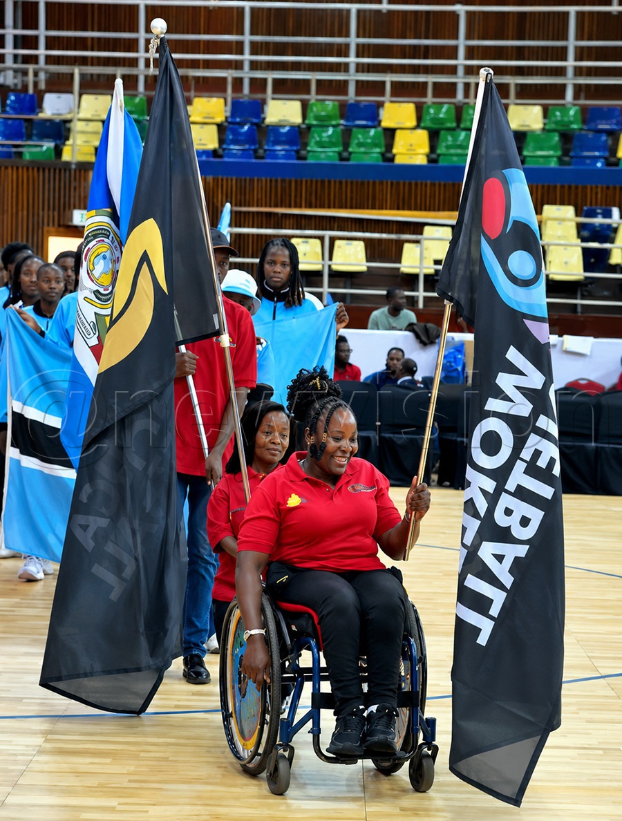 People with disabilities lead teams into the court for the opening ceremony of the 2026 Africa Netball Cup