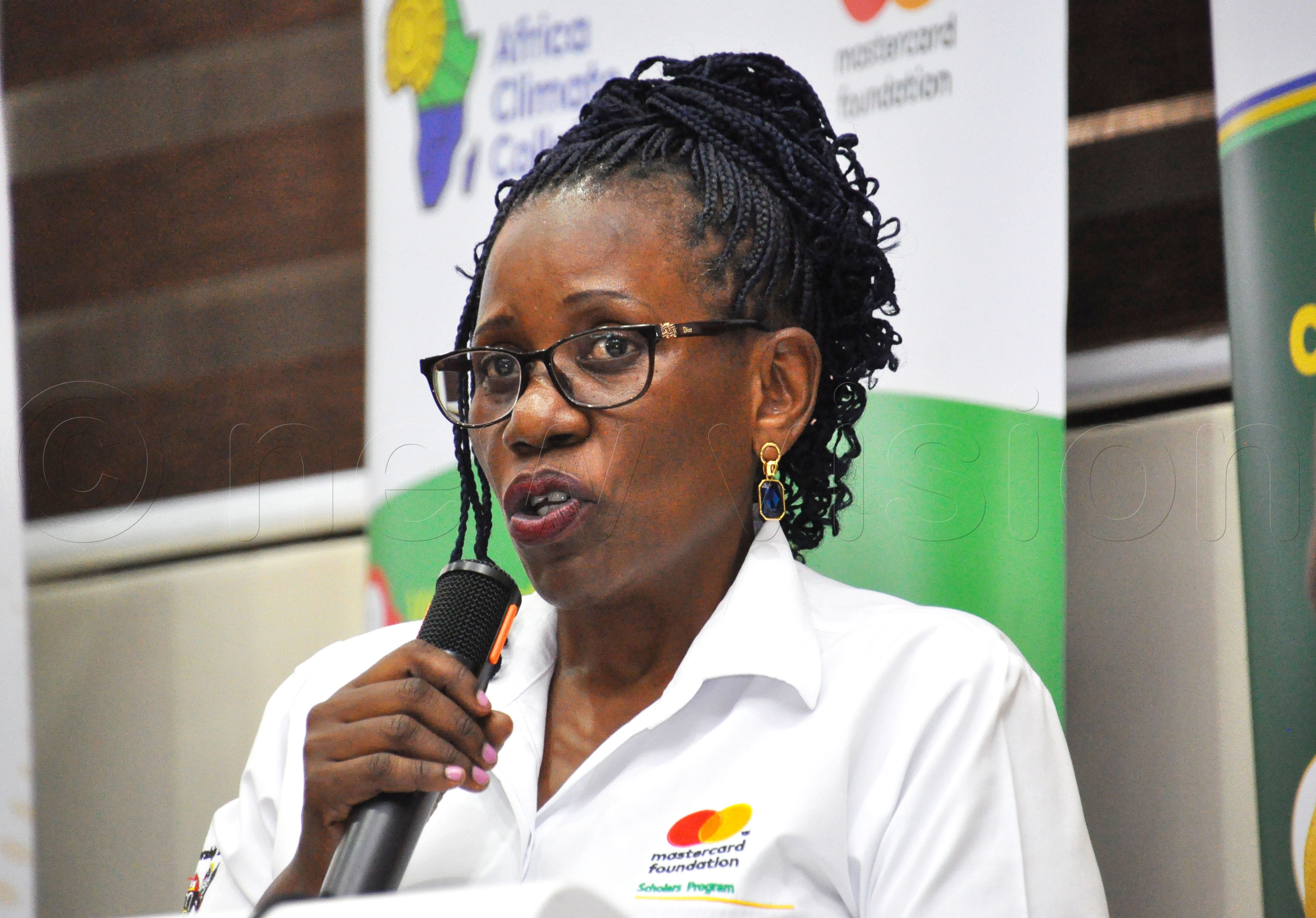 Justine Namaalwa, Program Director, MasterCard Foundation at Makerere University, addressing participants during the MasterCard Foundation award ceremony at Makerere University on August 21, 2026. (Photo by Nancy Nanyonga)