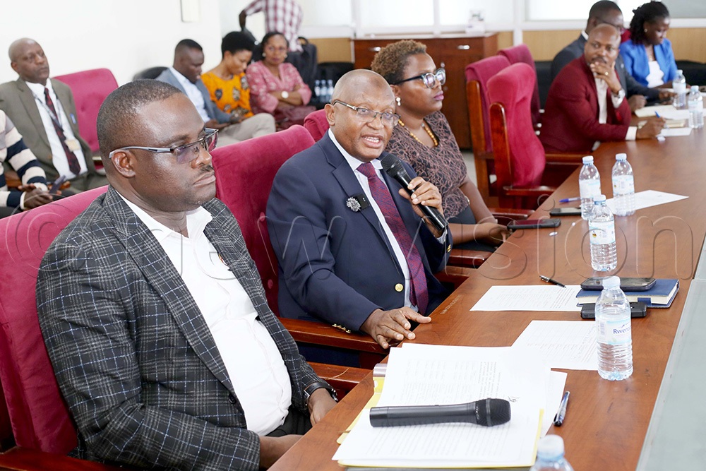 Ministry of Lands, Housing and Urban Development Under Secretary and Accounting Officer Dr Emmanuel Mugunga (left) during the swearing-in ceremony held on October 2, 2026. (Photo by Alfred Ochwo)