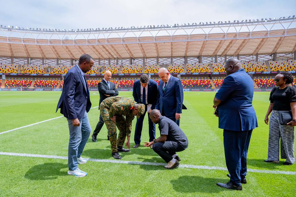 CDF Muhoozi during the inspection of the Hoima City stadium. (Courtesy)