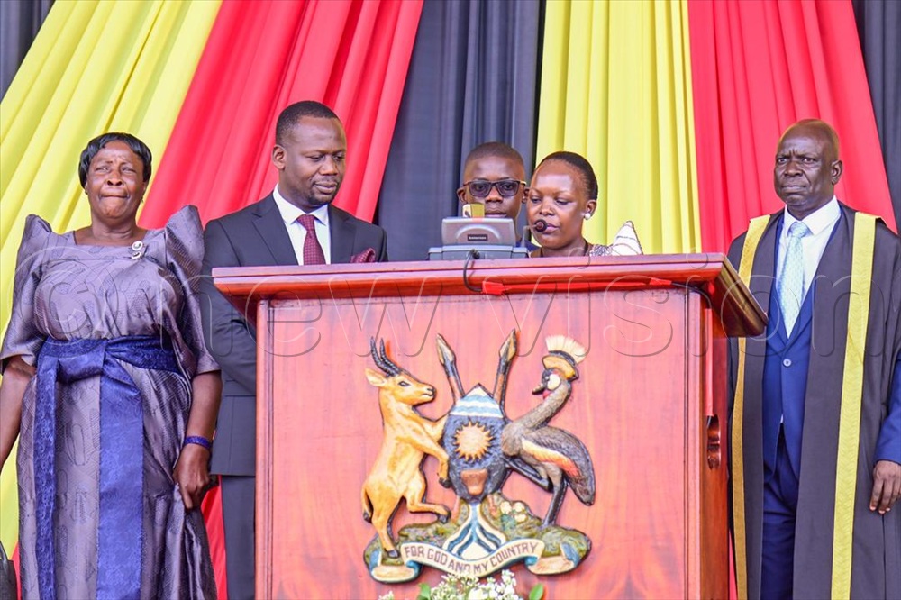 Janet Hope Anyango takes her oath as Woman MP for Busia District. 
