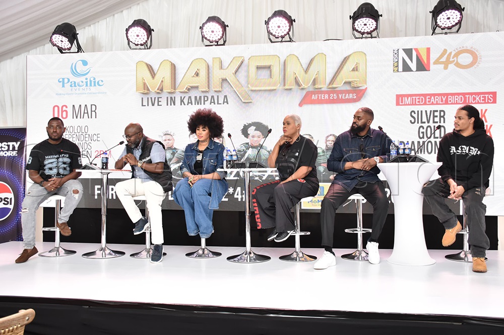 Vision Group CEO, Don Wanyama, addressing the media alongside Makoma.